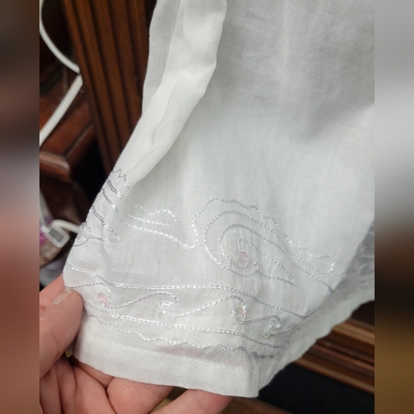 F&F 3/4 Sleeve White 100% Cotton Large Top - Picture 3 of 7